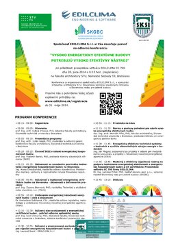 "Vysoko eneregeticky efektívne budovy potrebujú vysoko efektívny nástroj" - konferencia