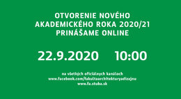 ONLINE: OTVORENIE AKADEMICKÉHO ROKA 2020/21