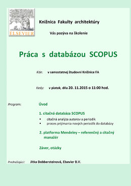 Informačný seminár - citačná databáza SCOPUS