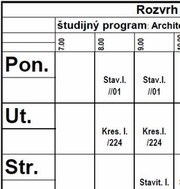 Rozvrh na zimný semester 2015-2016